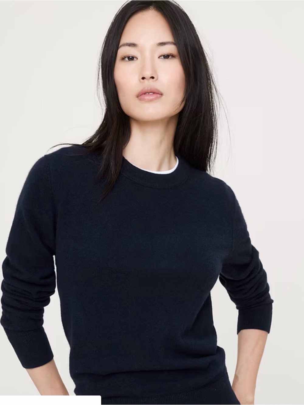 Banana Republic Merino Wool Navy Long-Sleeve Crewneck Shirt